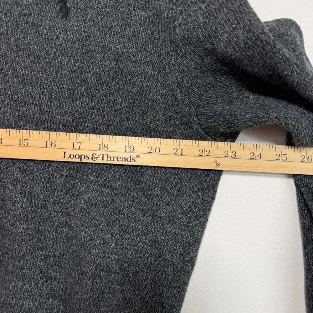 Polo Ralph Lauren Quarter Zip Sweater Grey Cotton Pony Logo Classic Preppy Large
